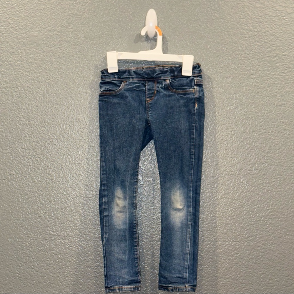 Girls Old Navy Size Small 6/7 Adjustable Waist Blue Skinny Ankle Jeans Pants